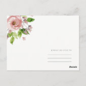 CARTE POSTALE COULEUR D'EAU ROSE DOUX ROSE MERCI FLORAL (Dos)