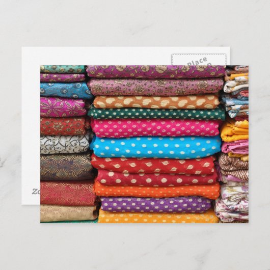 Carte postale couleur indienne Sari Fabric (Devant / Derrière)