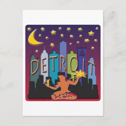 Carte Postale Couleur Mega Skyline de Détroit (Devant)