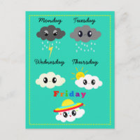 Couleur mignonne Kawaii Nuages de la semaine Fri-Y