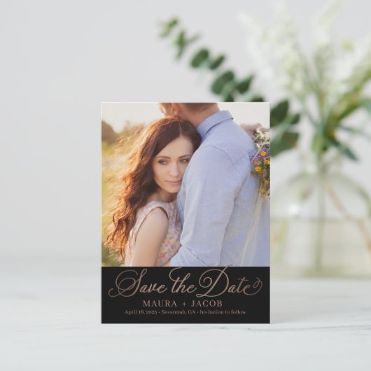 Carte Postale COULEUR MODIFIABLE Du Script Enregistrer La Date (Debout devant)