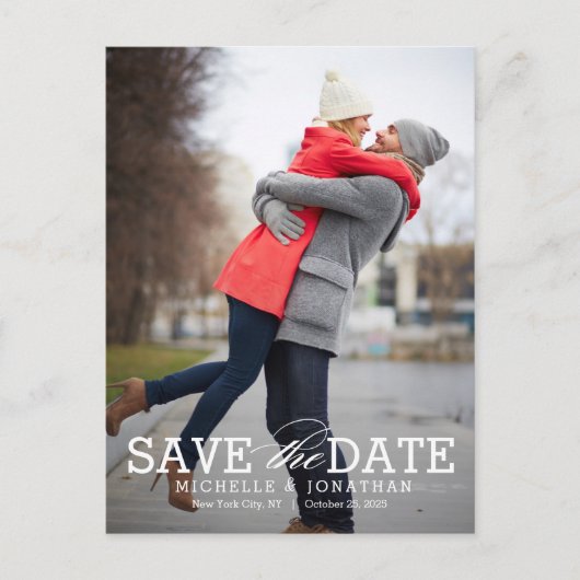 Carte Postale Couleur modifiable intemporelle simple Enregistrer (Devant)