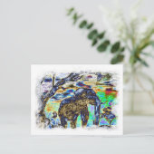 Carte Postale Couleur nuageuse - Eléphant (Debout devant)