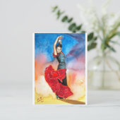 Carte Postale Couleur pour aquarelle de DANSEUR de FLAMENCO (Debout devant)