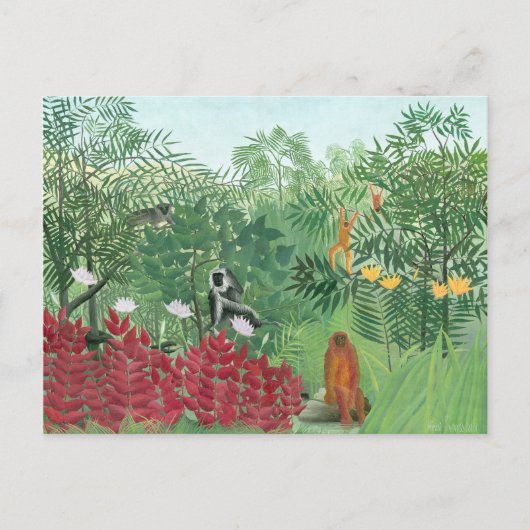 Carte Postale Couleur restaurée Henri Rousseau Tropical Jungle A (Devant)