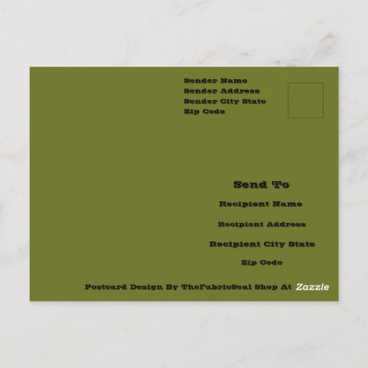 Carte Postale Couleur solide vert olive (Dos)