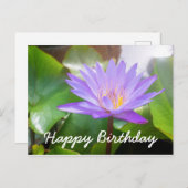 Carte Postale Couleur violet de fleur de Lotus avec coussin feui (Devant / Derrière)