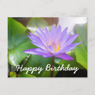 Carte Postale Couleur violet de fleur de Lotus avec coussin feui