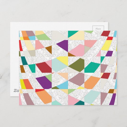 Carte Postale Couleurs Abstraites Damask (Devant / Derrière)