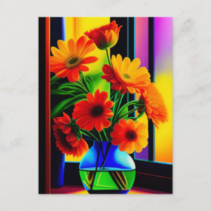 Carte Postale Couleurs audacieuses Bouquet floral artistique
