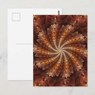 Carte Postale Couleurs chaudes, motif d'art fractal moderne trip