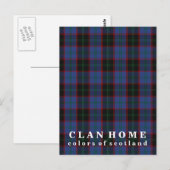 Carte Postale Couleurs de l'Ecosse Clan Home Tartan (Devant / Derrière)