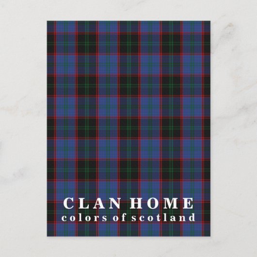 Carte Postale Couleurs de l'Ecosse Clan Home Tartan (Devant)
