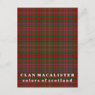 Carte Postale Couleurs de l'Ecosse Clan MacAlister Tartan