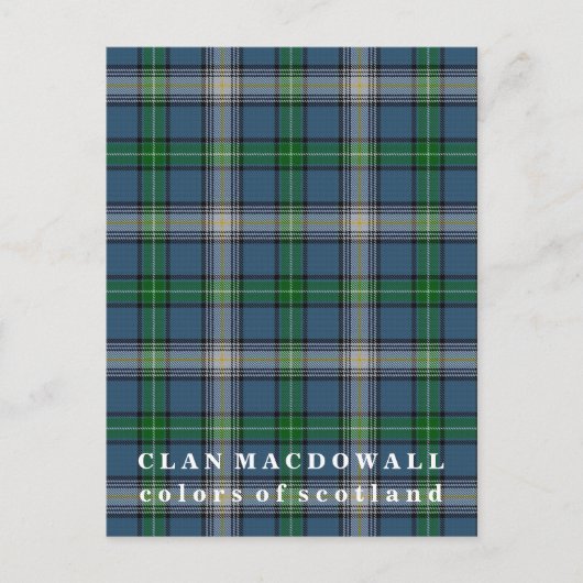 Carte Postale Couleurs de l'Écosse Clan MacDowall Tartan (Devant)