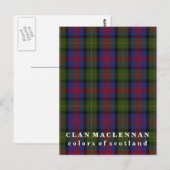 Carte Postale Couleurs de l'Écosse Clan MacLennan Tartan (Devant / Derrière)