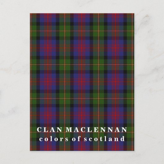 Carte Postale Couleurs de l'Écosse Clan MacLennan Tartan (Devant)