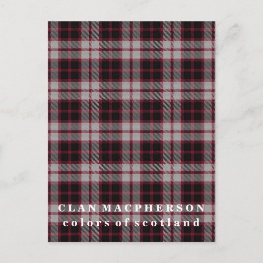 Carte Postale Couleurs de l'Écosse Clan MacPherson Tartan (Devant)