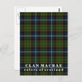 Carte Postale Couleurs de l'Ecosse Clan MacRae Tartan (Devant / Derrière)
