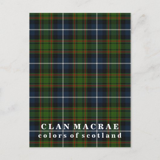 Carte Postale Couleurs de l'Ecosse Clan MacRae Tartan (Devant)
