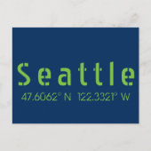 Carte Postale Couleurs de l'équipe Seattle Longitude Latitude (Devant)