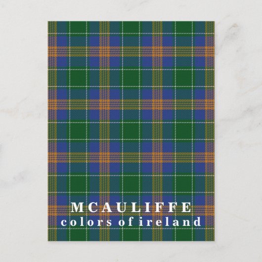 Carte Postale Couleurs de l'Irlande Clan McAuliffe Tartan (Devant)