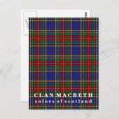 Carte Postale Couleurs d'Ecosse Clan MacBeth Tartan (Devant / Derrière)