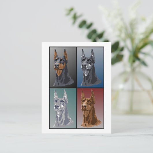 Carte Postale Couleurs Doberman (Debout devant)