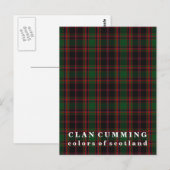 Carte Postale Couleurs du clan écossais Cumming Tartan (Devant / Derrière)