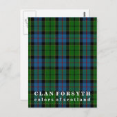 Carte Postale Couleurs du clan écossais Forsyth Tartan (Devant / Derrière)