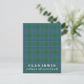 Carte Postale Couleurs du clan écossais Irwin Tartan (Debout devant)