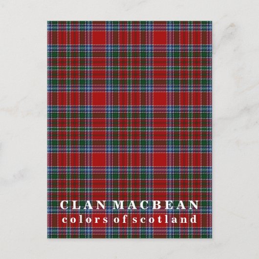 Carte Postale Couleurs du clan écossais MacBean Tartan (Devant)