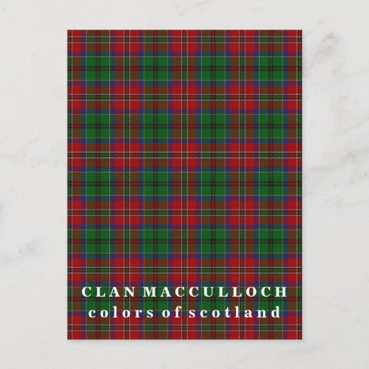 Carte Postale Couleurs du Clan écossais MacCulloch Tartan (Devant)