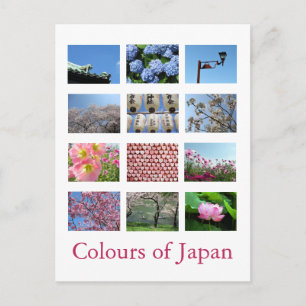 Carte Postale Couleurs du Japon (bleu/blanc/rose)