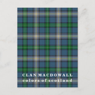 Carte Postale Couleurs du Tartan du Clan MacDowall d'Écosse