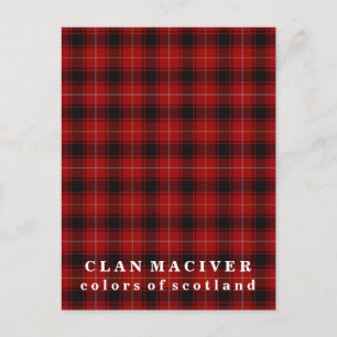 Carte Postale Couleurs du Tartan du Clan MacIver d'Écosse