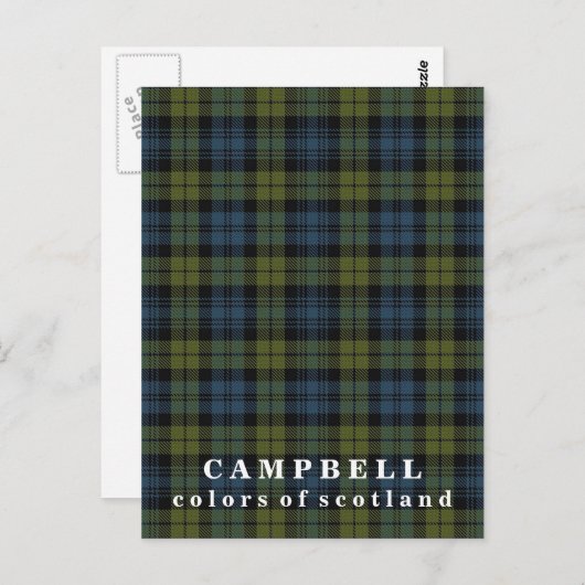 Carte Postale Couleurs écossaises Campbell Tartan (Devant / Derrière)
