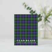 Carte Postale Couleurs écossaises Clan Blair Tartan (Debout devant)
