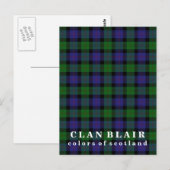 Carte Postale Couleurs écossaises Clan Blair Tartan (Devant / Derrière)