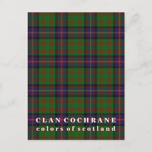 Carte Postale Couleurs écossaises Clan Cochrane Tartan (Devant)