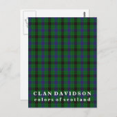 Carte Postale Couleurs écossaises Clan Davidson Tartan (Devant / Derrière)