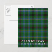 Carte Postale Couleurs écossaises Clan Duncan Tartan (Devant / Derrière)