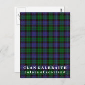 Carte Postale Couleurs écossaises Clan Galbraith Tartan (Devant / Derrière)