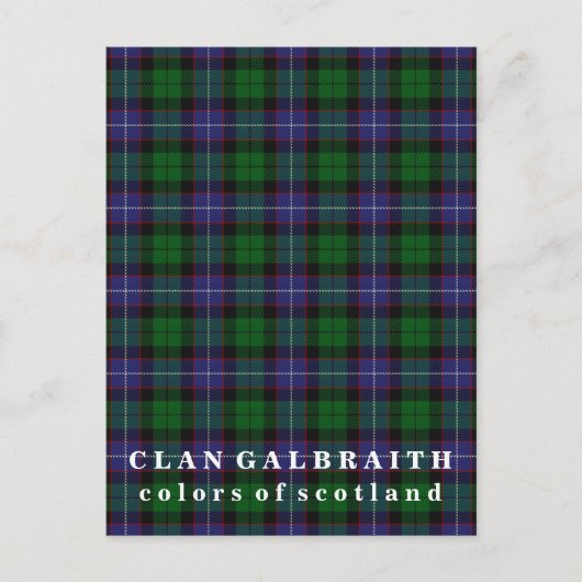 Carte Postale Couleurs écossaises Clan Galbraith Tartan (Devant)