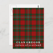 Carte Postale Couleurs écossaises Clan Gregor Tartan (Devant / Derrière)