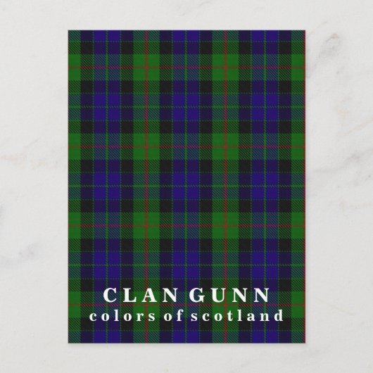 Carte Postale Couleurs écossaises Clan Gunn Tartan (Devant)
