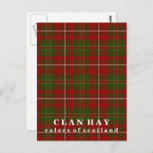 Carte Postale Couleurs écossaises Clan Hay Tartan (Devant / Derrière)