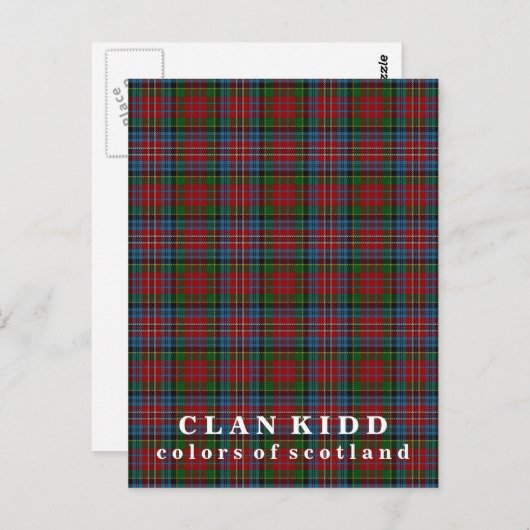Carte Postale Couleurs écossaises Clan Kidd Tartan (Devant / Derrière)