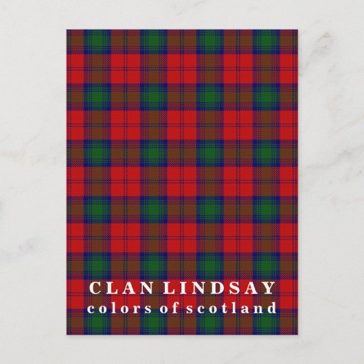 Carte Postale Couleurs écossaises Clan Lindsay Tartan (Devant)