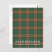 Carte Postale Couleurs écossaises Clan Pollock Tartan (Devant / Derrière)